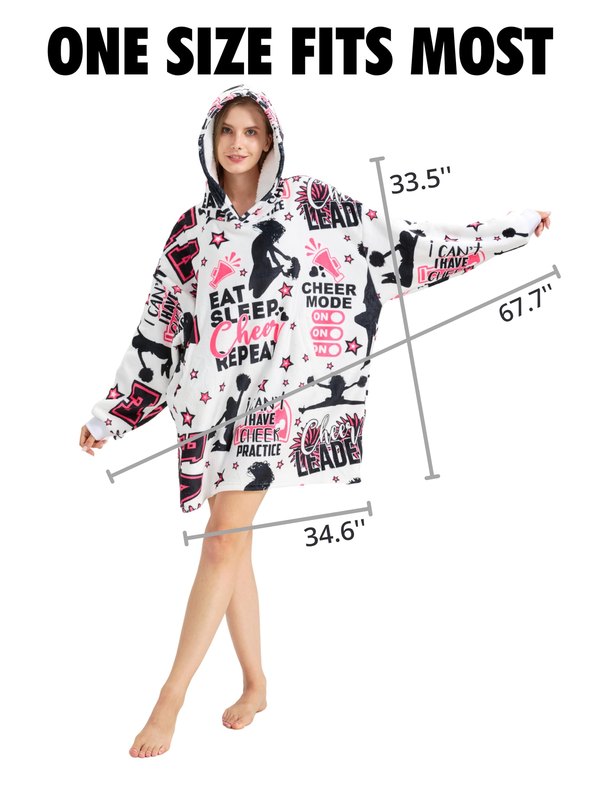 Huglanket laid out with kid and adult sizes to compare fit and scale