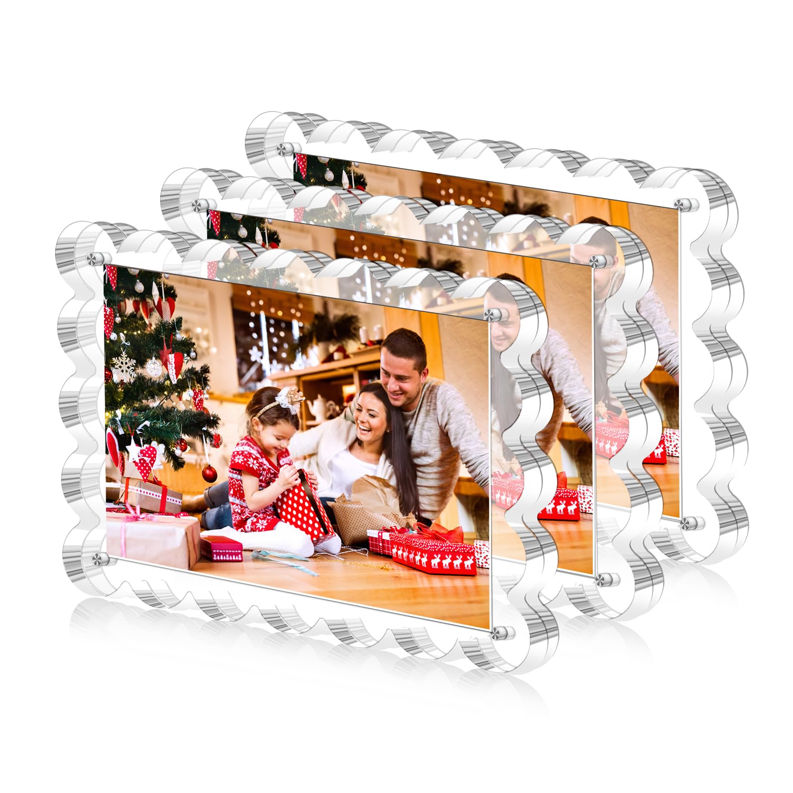 HUGZNLFEI front view acrylic frame showing clear 4x6 photo and modern look