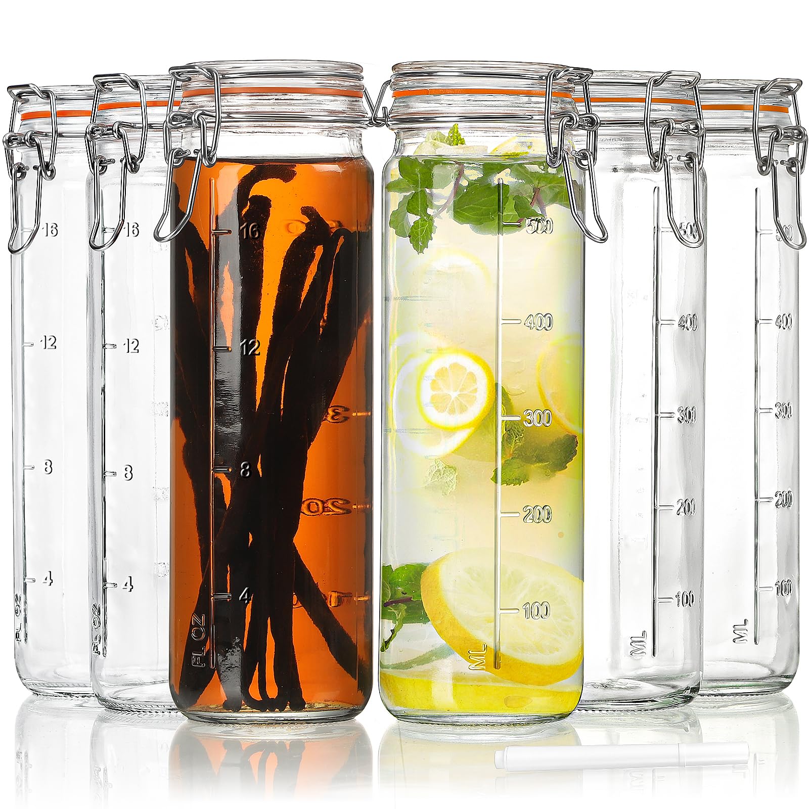 Huichuiero jar front view showing clear glass and secure lid, useful for organized storage