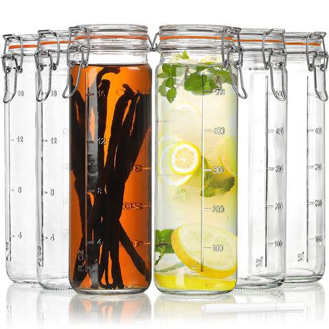 Huichuiero jar front view showing clear glass and secure lid, useful for organized storage