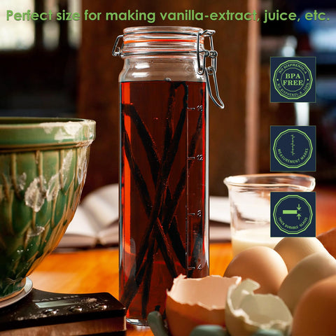 Huichuiero bottle with whole vanilla beans inside, ideal for making vanilla extract
