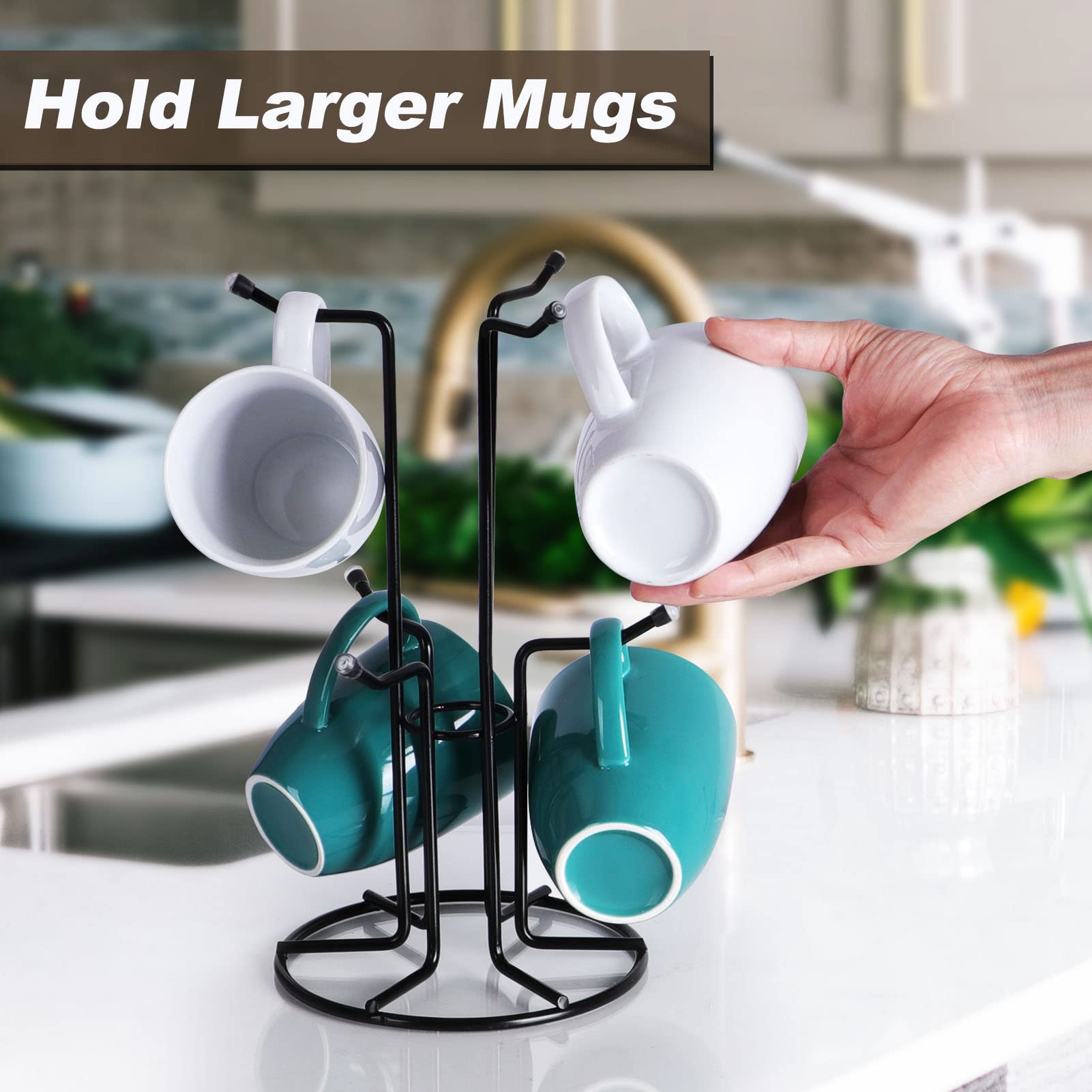 HULISEN close-up of upward-curved hook detail preventing mugs from slipping securely