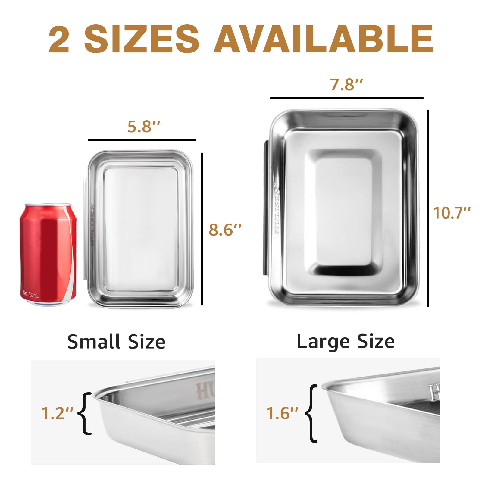 HULISEN side profile showing stacked pans for compact, space-saving storage