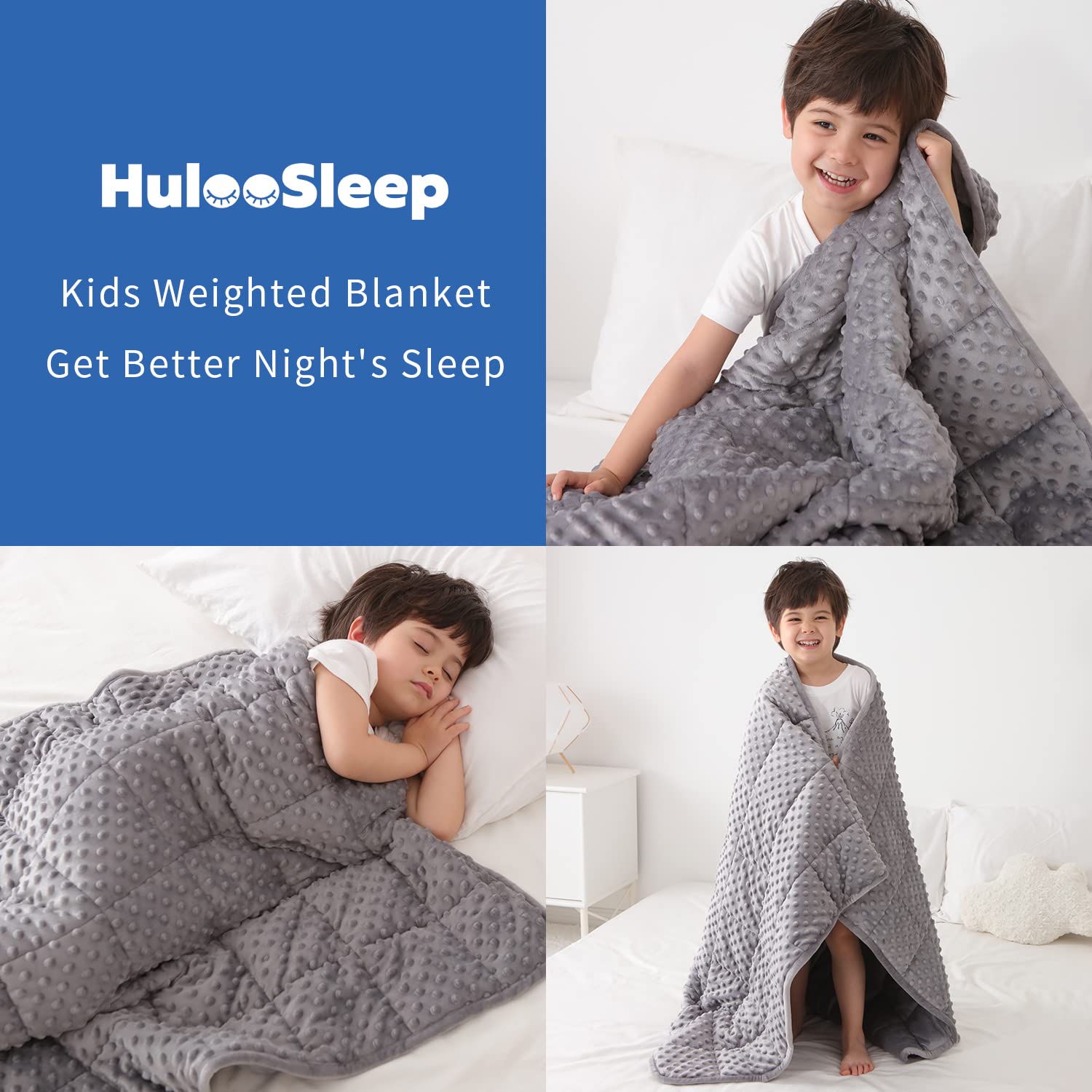 Huloo Sleep blanket in use on child reading illustrating calming relaxation benefit