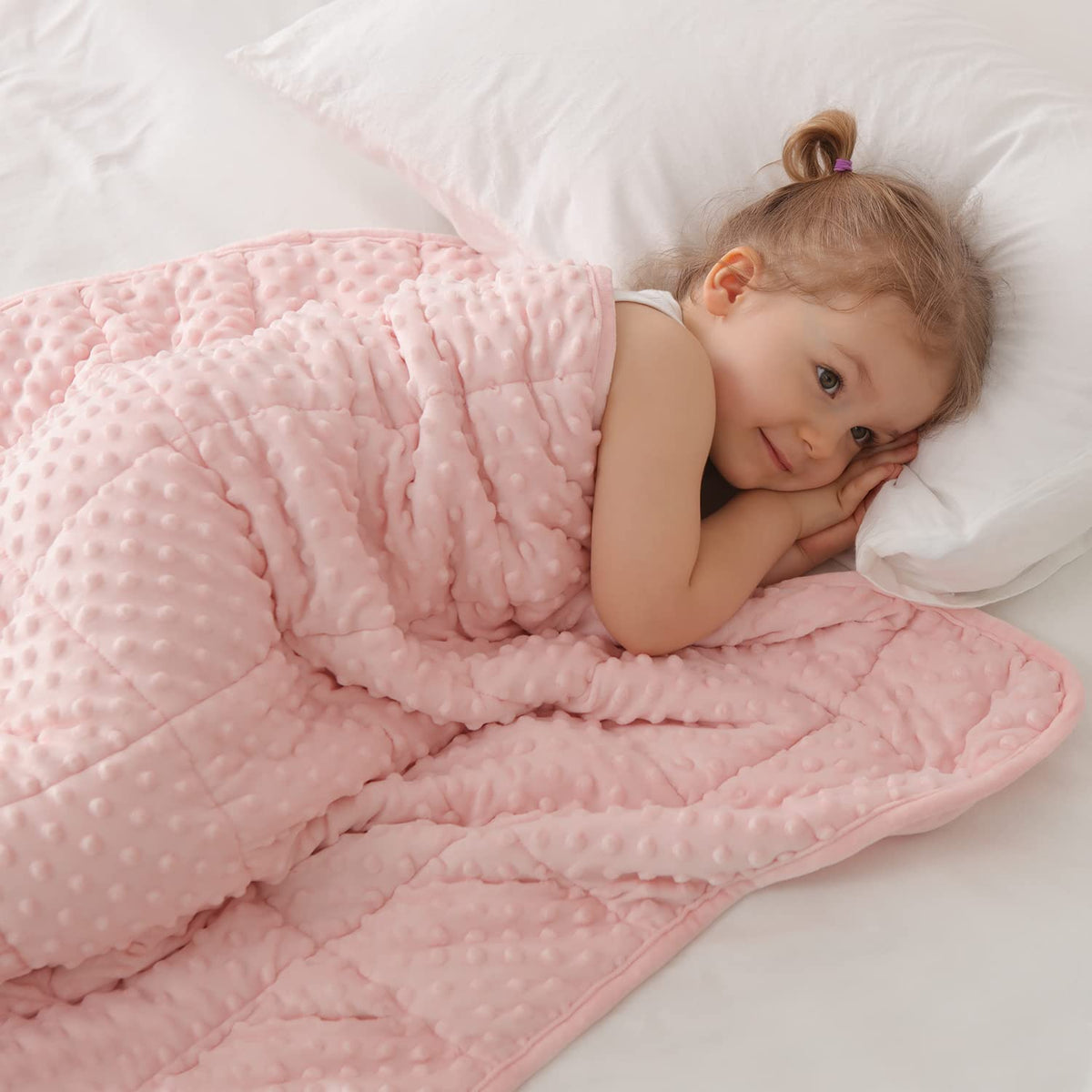 Huloo Sleep front packaging showing pink twin blanket and benefits