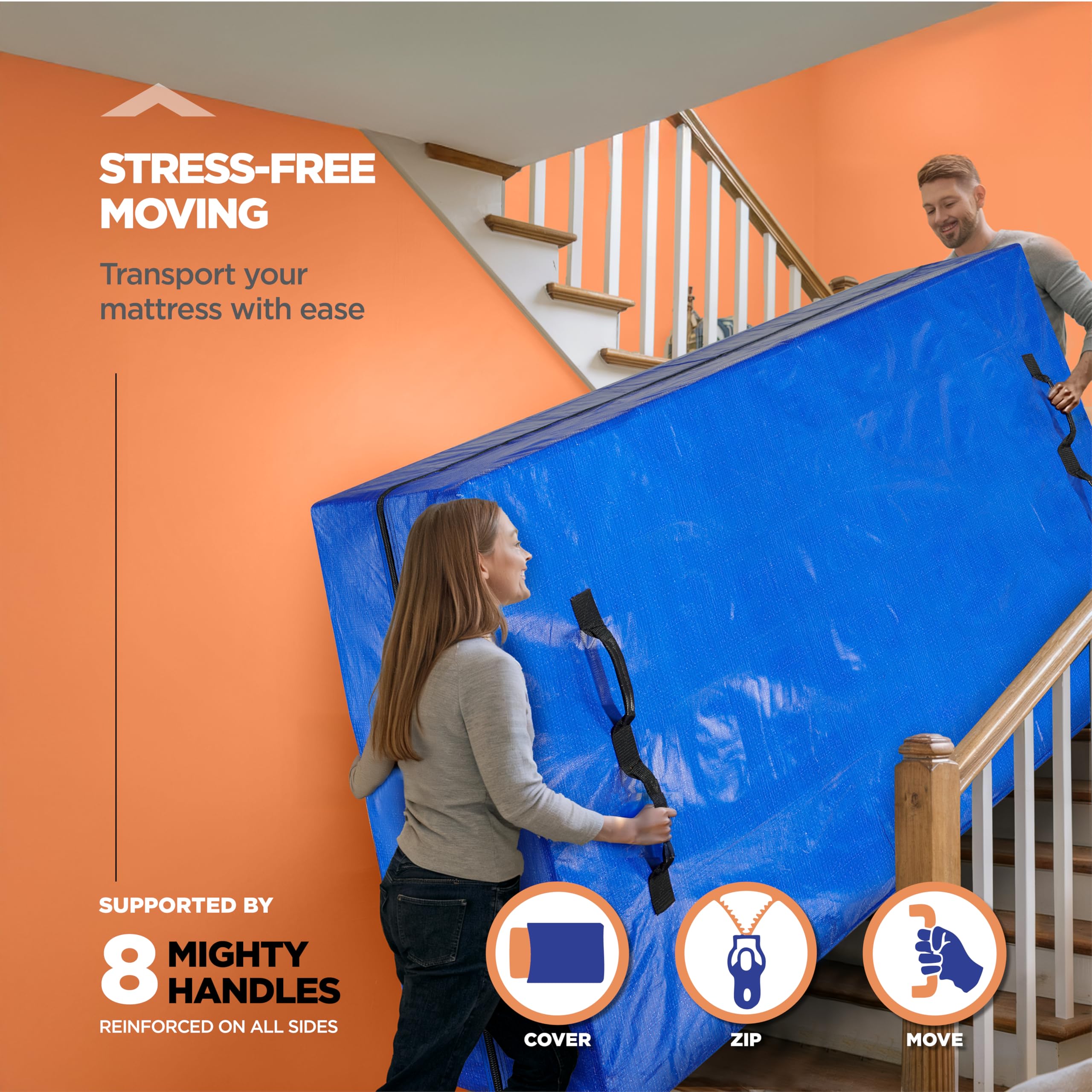 HUMFY mattress being slid into bag for easy loading and removal
