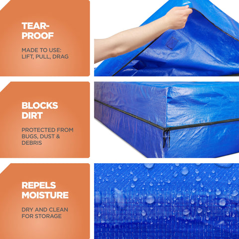 HUMFY tarp texture detail showing tear-proof material for durability