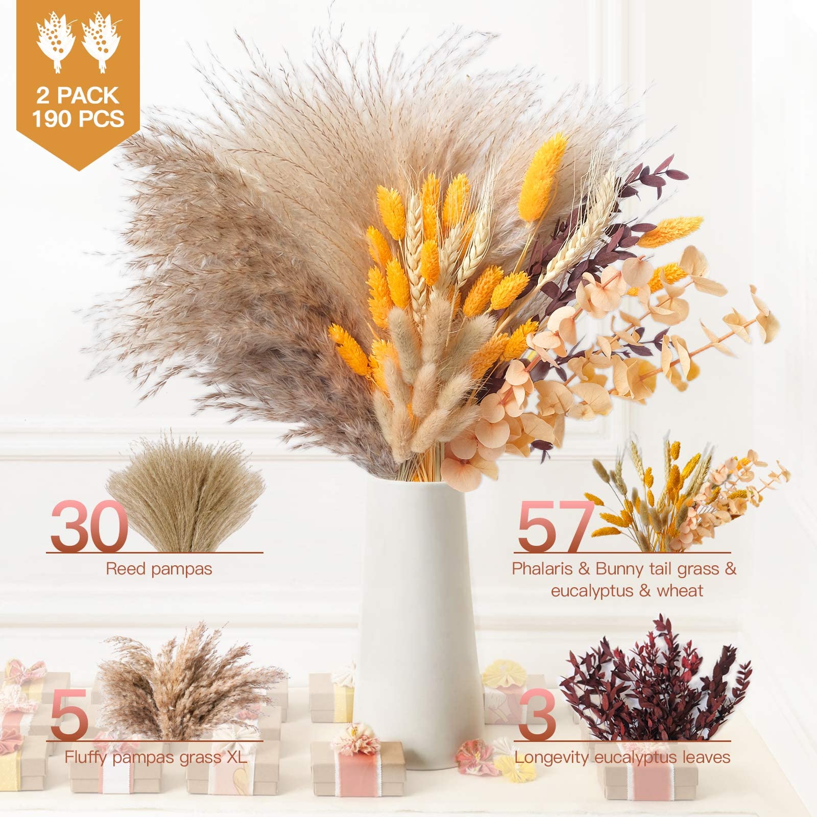 HUMINBO close-up of soft pampas plume showing silky texture benefit