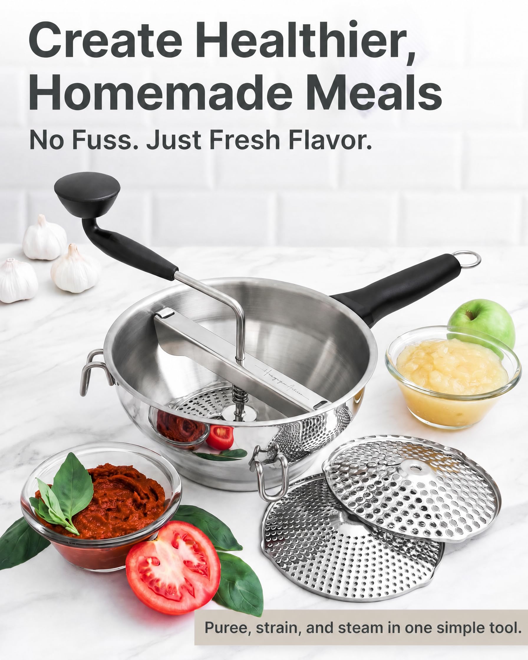 The Hungry Artisan removable handles detached to demonstrate compact storage benefit