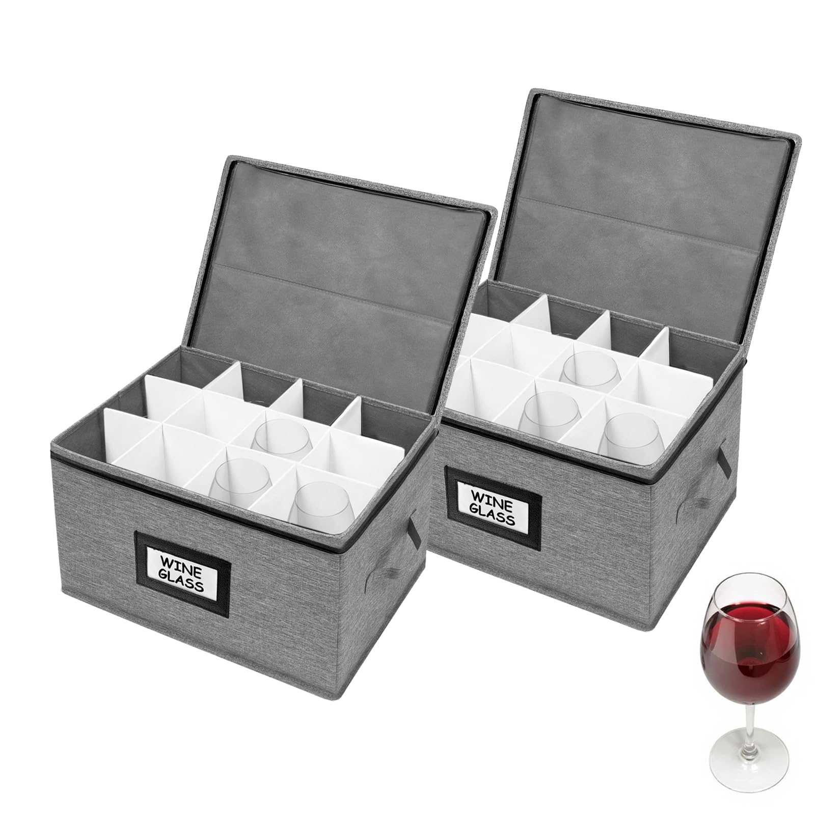 HURZMORO front view of two-pack box showing capacity and label, protects glasses
