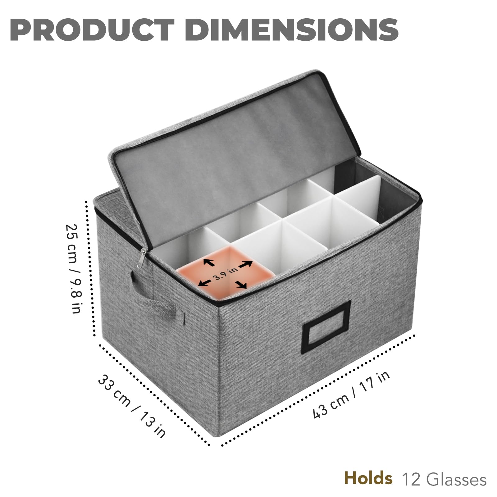 HURZMORO open top revealing 24 padded compartments, secures each glass
