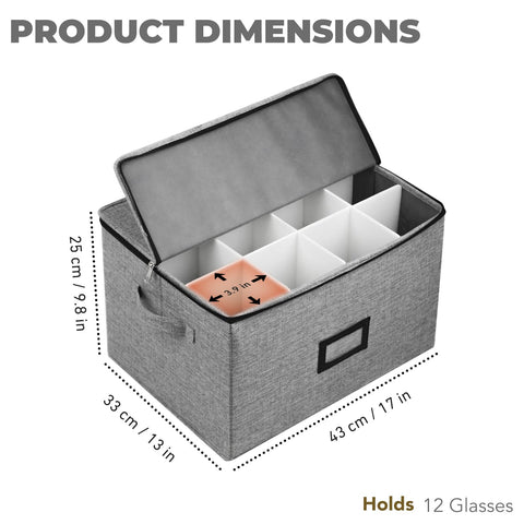 HURZMORO open top revealing 24 padded compartments, secures each glass