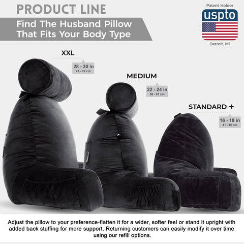 Husband Pillow armrest detail showing stable side support for sitting