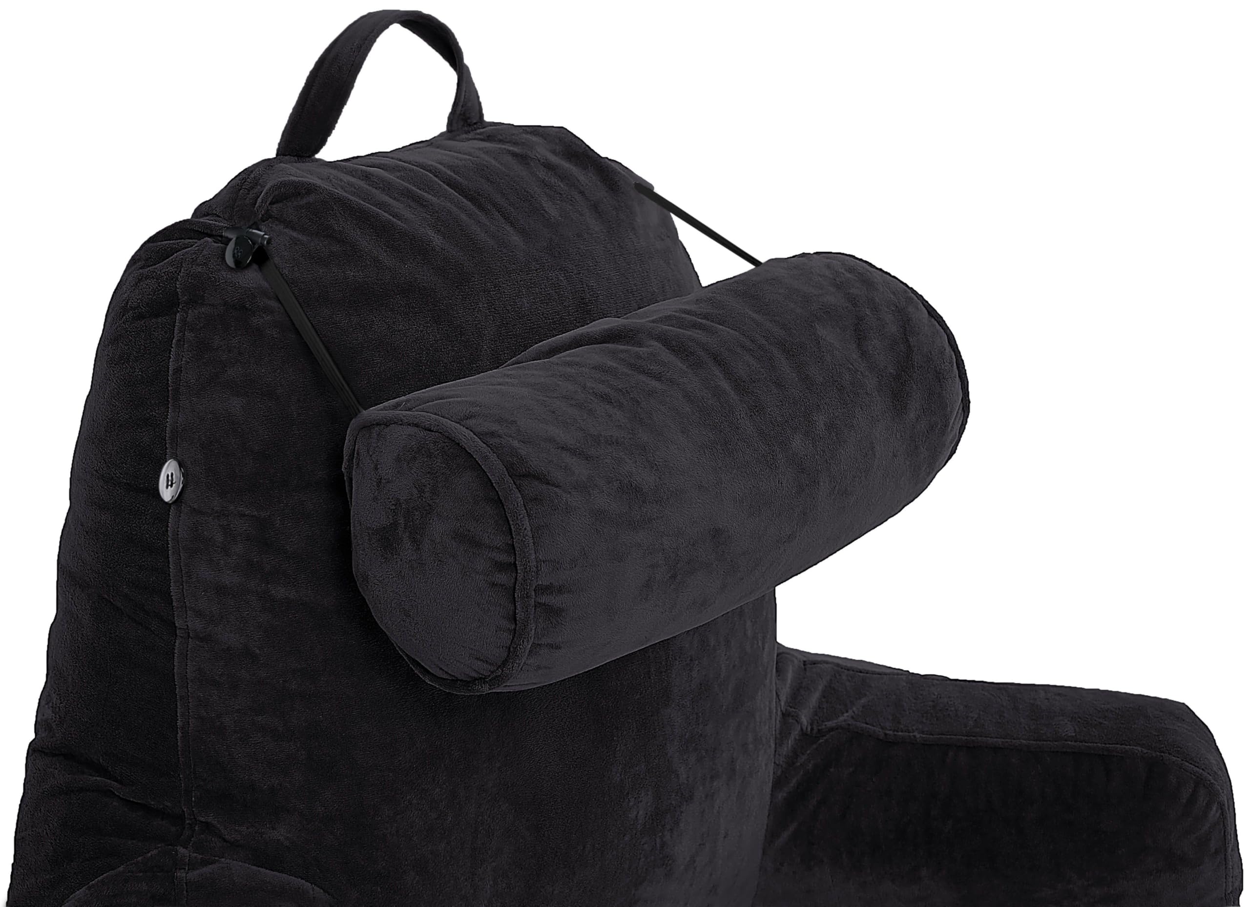 Husband Pillow next to chair for scale illustrating 30-inch tall size