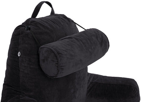Husband Pillow next to chair for scale illustrating 30-inch tall size