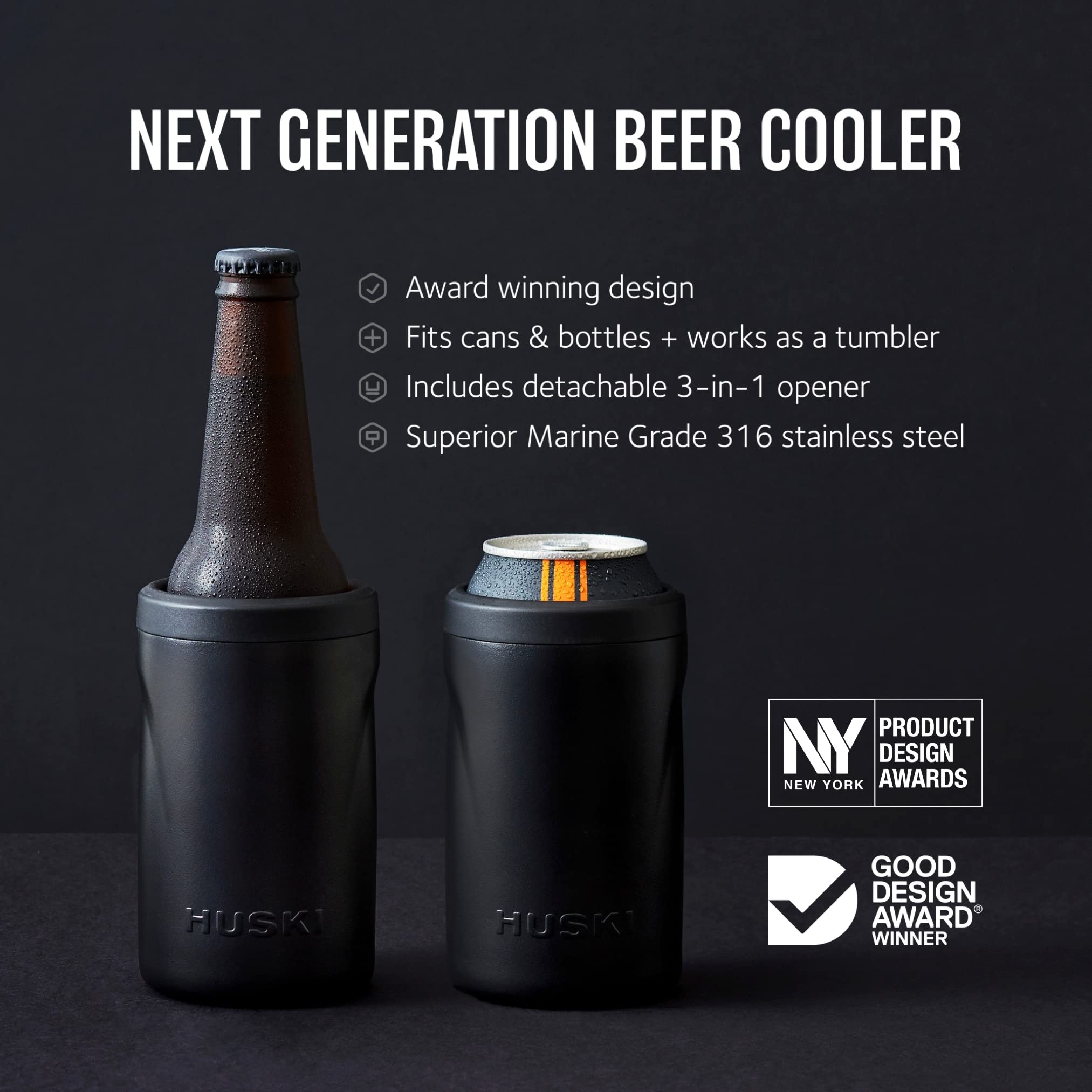 Huski detachable 3-in-1 opener stored in base for convenient on-the-go opening