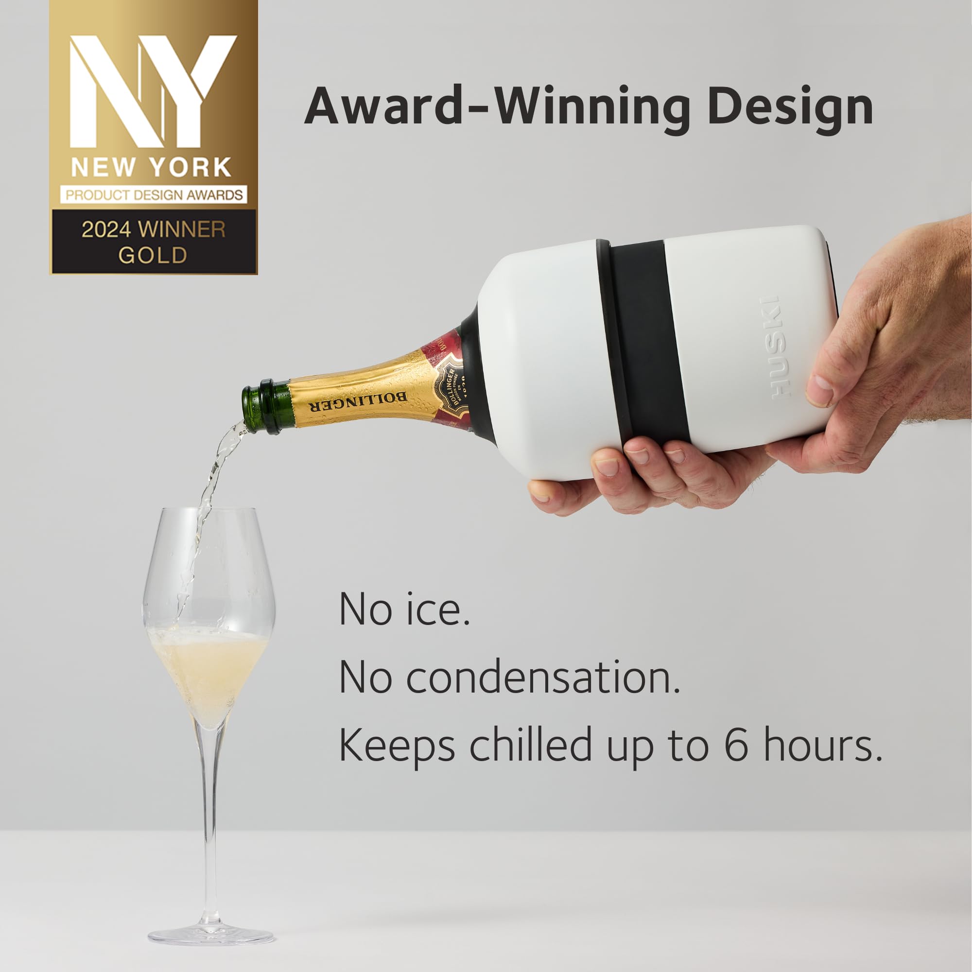 Huski chiller detachable BubbleLock stopper close-up preserving bubbles and freshness