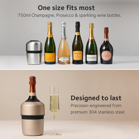 Huski holding a sparkling bottle during pouring for table use