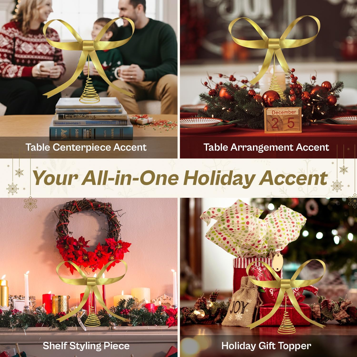 HUTHDAK bow in living room scene adding polished holiday ambiance