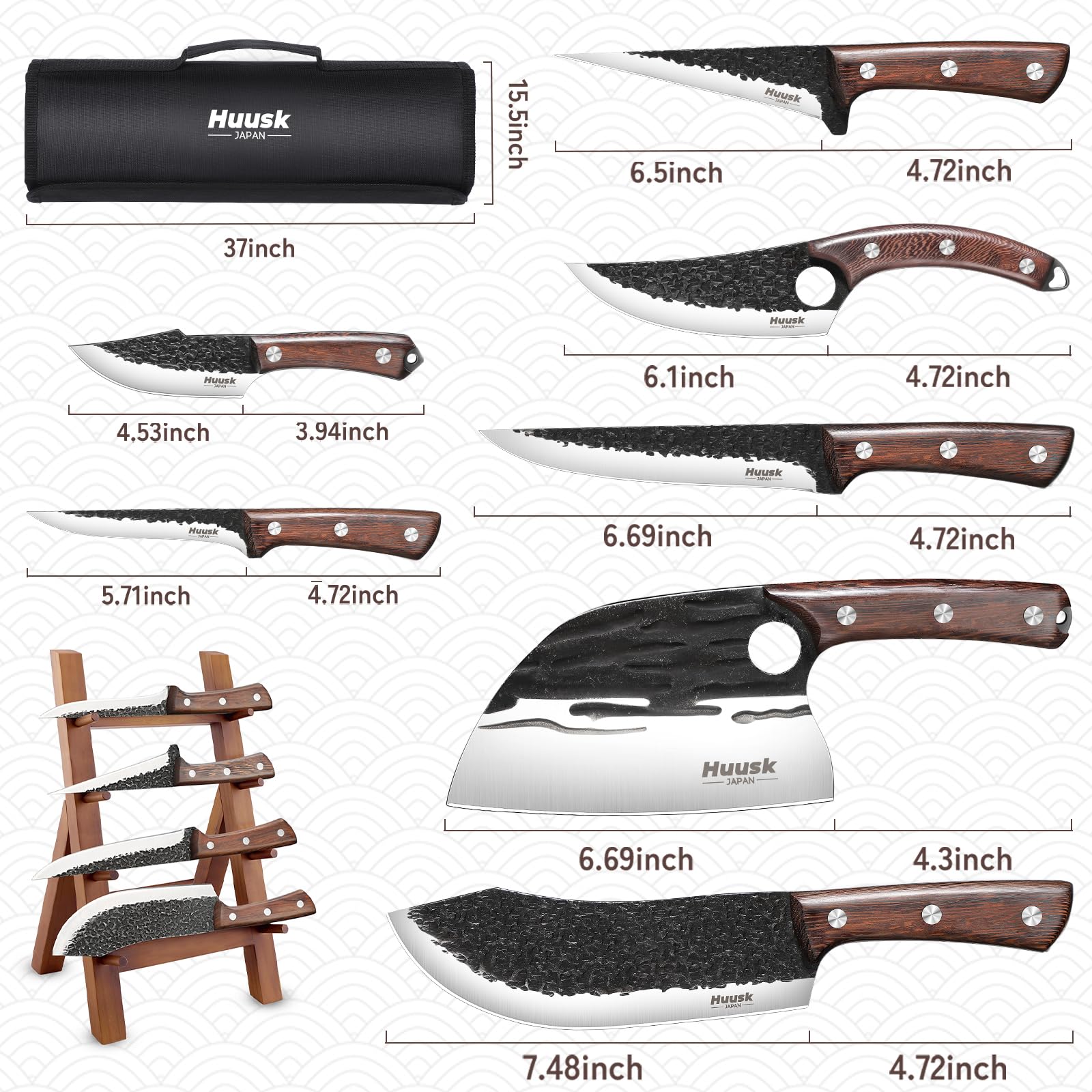 Huusk sharpening rod and glove displayed to highlight maintenance and safety