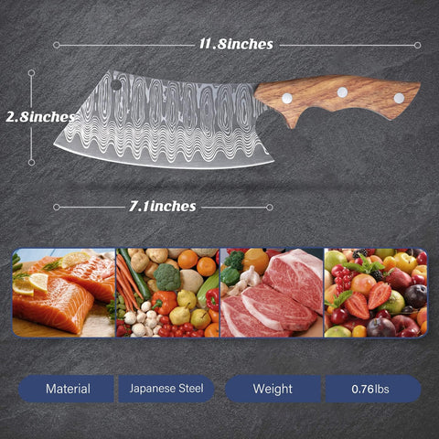 Huusk cleaver cutting meat on wooden board demonstrating efficient chopping performance