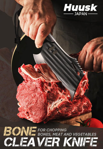 Huusk ATS-34 blade close-up highlighting sharp edge for consistent slicing