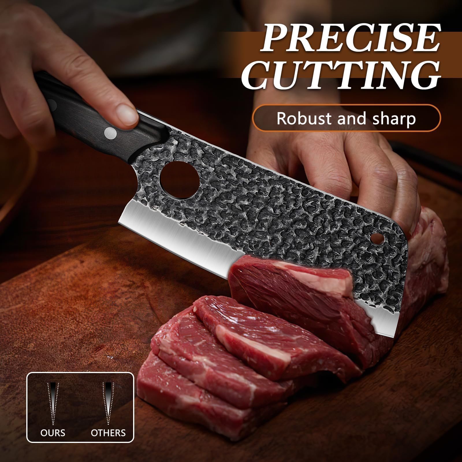 Huusk forged blade grain close-up highlighting edge strength and durability
