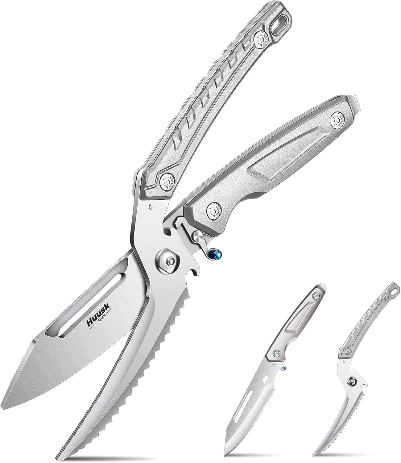 Huusk front view showing shears and packaging, highlights quality and value