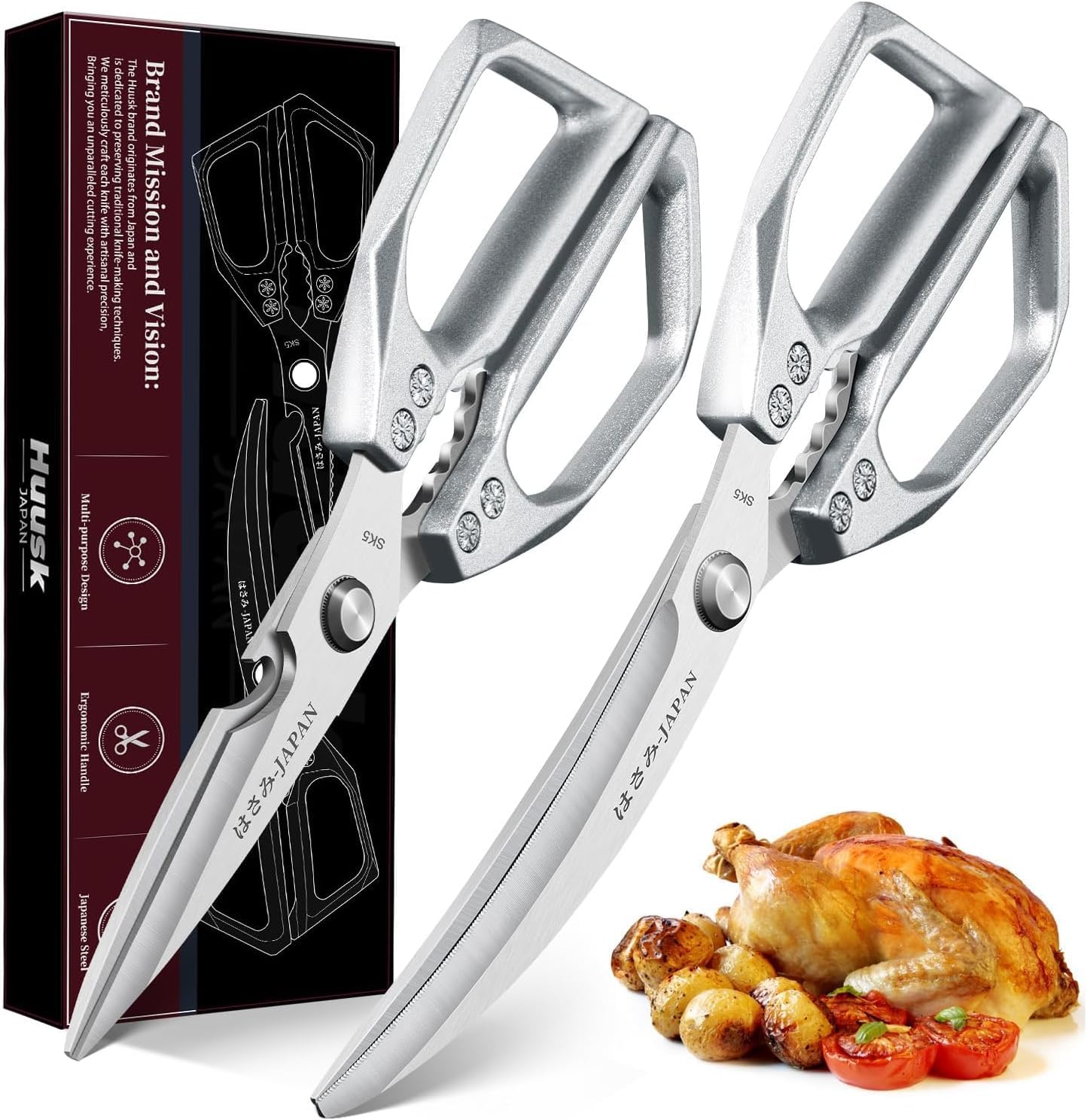Huusk front packaging showing shears and gift-ready box, professional presentation benefit