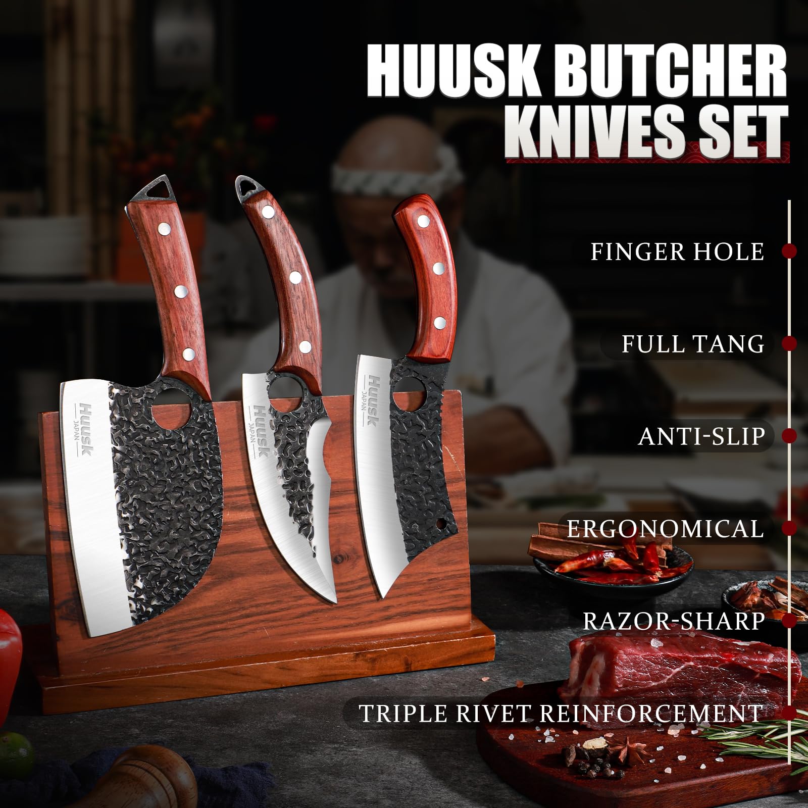 Huusk full-tang construction view showing balance and durable build