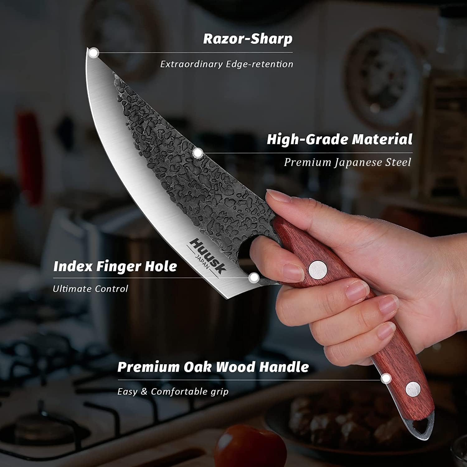 Huusk full-tang profile view, reveals balanced strength and durability