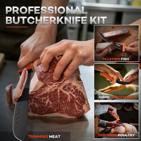 Huusk granton butcher knife slicing roast for effortless, consistent portions