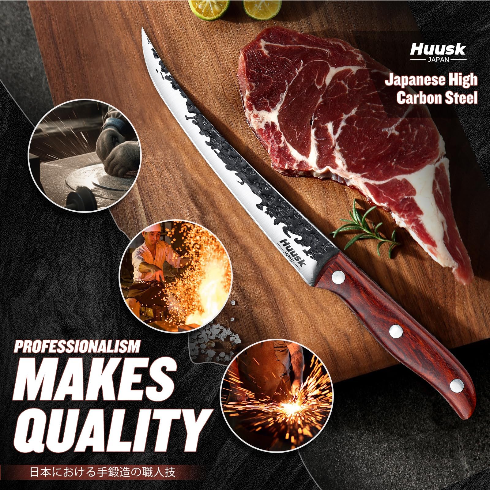 Huusk ergonomic handle detail showing grip contour for comfortable, secure handling