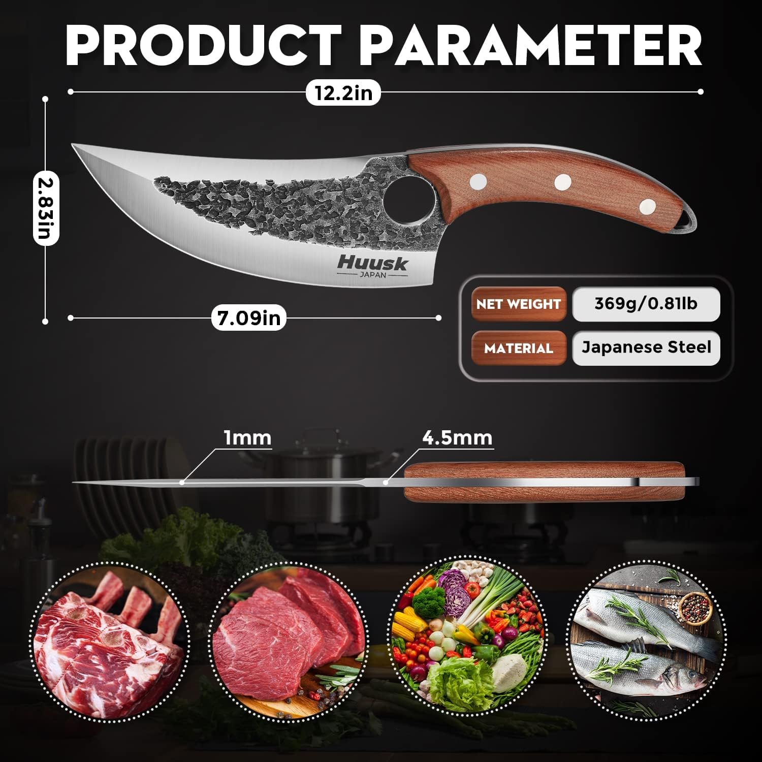 Huusk on cutting board slicing vegetables for efficient prep benefit