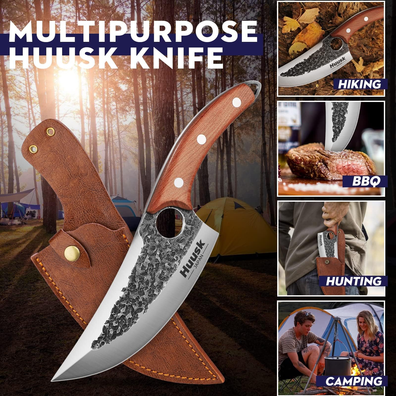Huusk leather sheath with belt loop for secure portable carry benefit