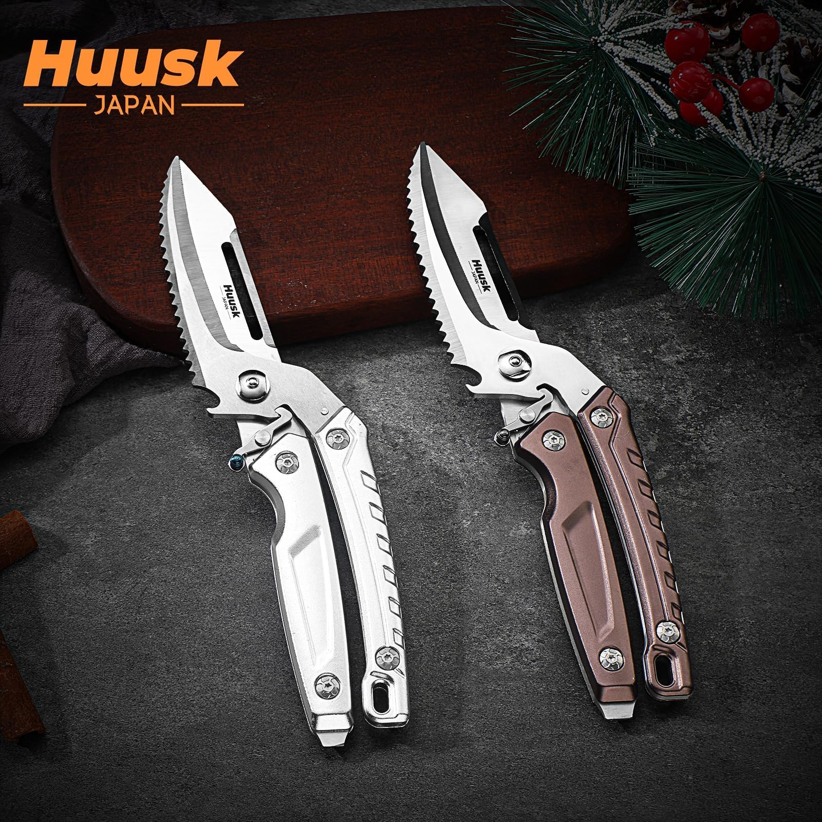 Huusk on kitchen counter with peeler and opener, perfect for meal prep