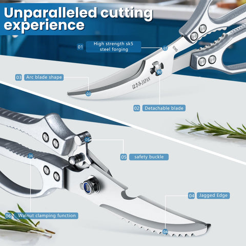 Huusk seafood scissors curved blade profile demonstrating precise shell cutting benefit