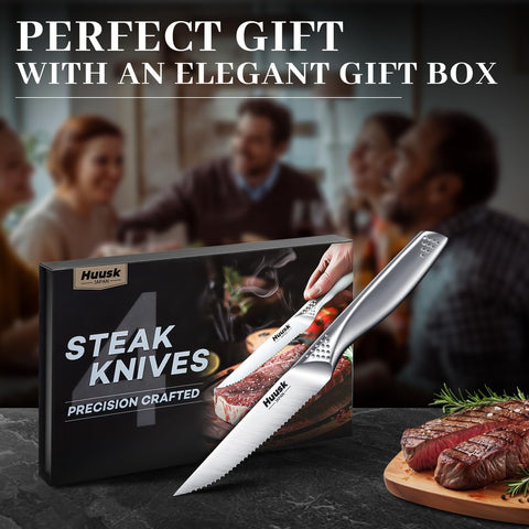 Huusk presentation box with four knives ready for gifting and elegant display