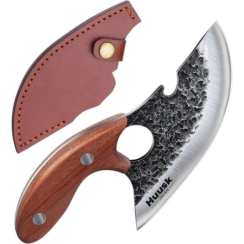 Huusk viking boning knife front view showing balance and compact shape for precise cuts
