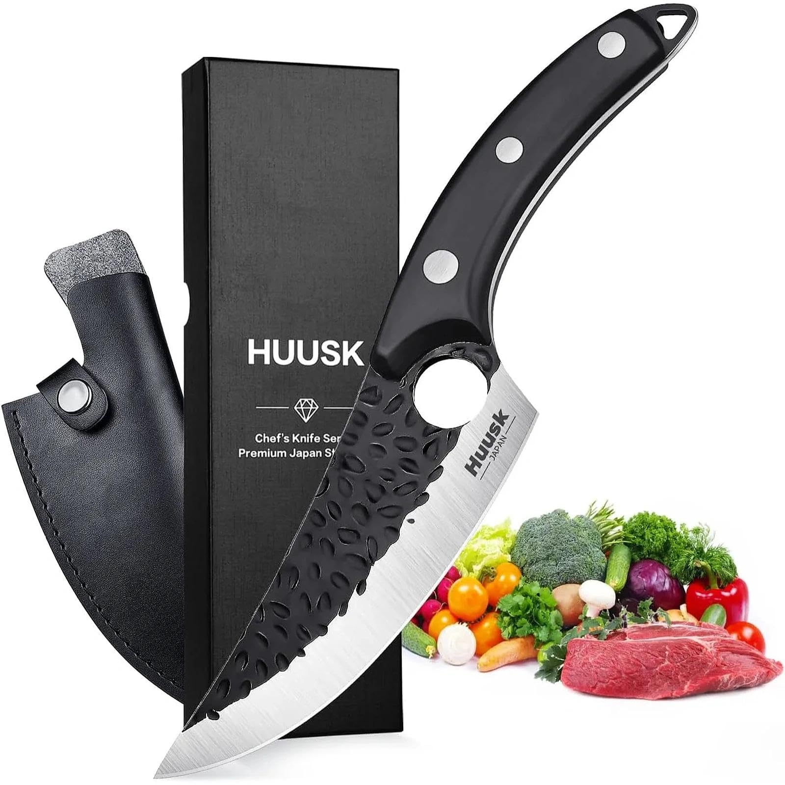 Huusk Viking boning knife front view showing sleek profile and cutting precision