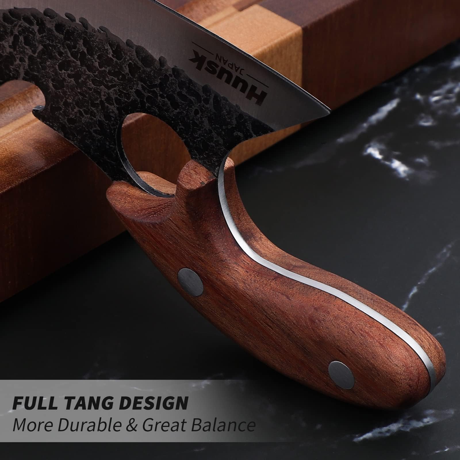 Huusk viking blade spine showing bottle opener feature for outdoor usability