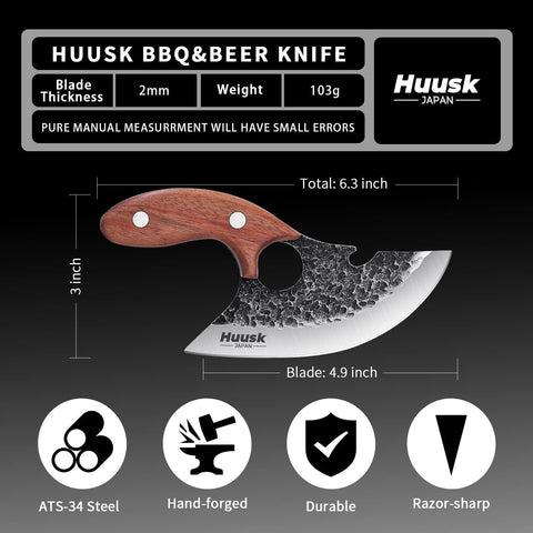 Huusk viking oak handle detail showing ergonomic bend for comfortable grip