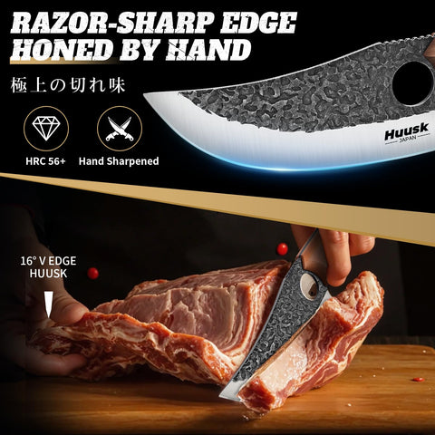 Huusk viking knife finger hole detail for improved control and precision