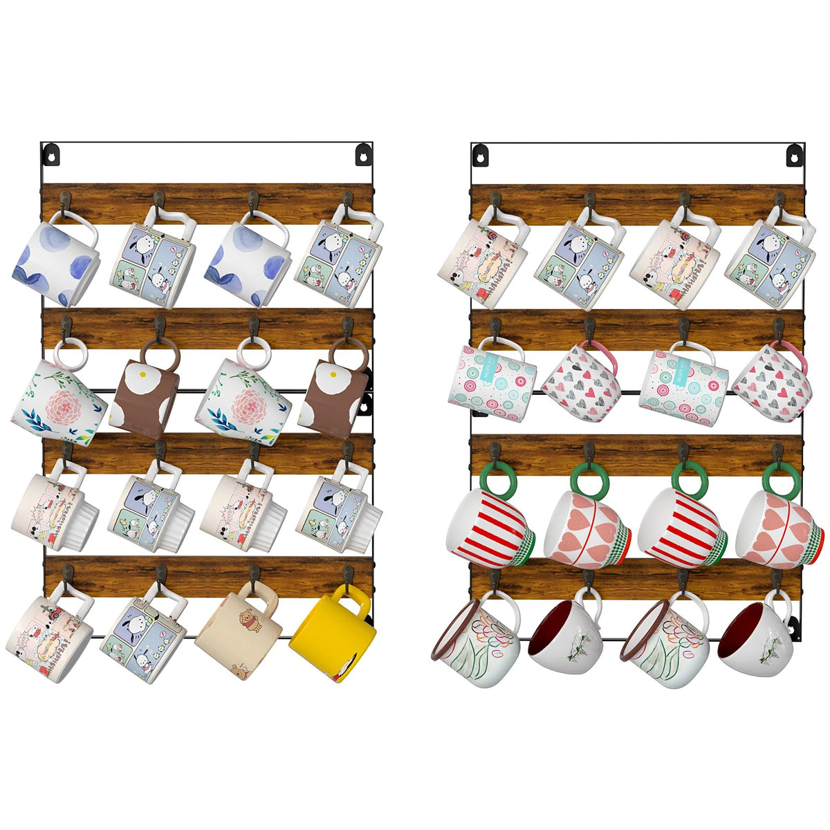 Huxitocan front view of full four-pack rack, shows organized mug storage benefit