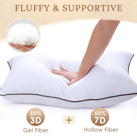 HUXMEYSON stacked set of four pillows demonstrating quantity and consistent loft