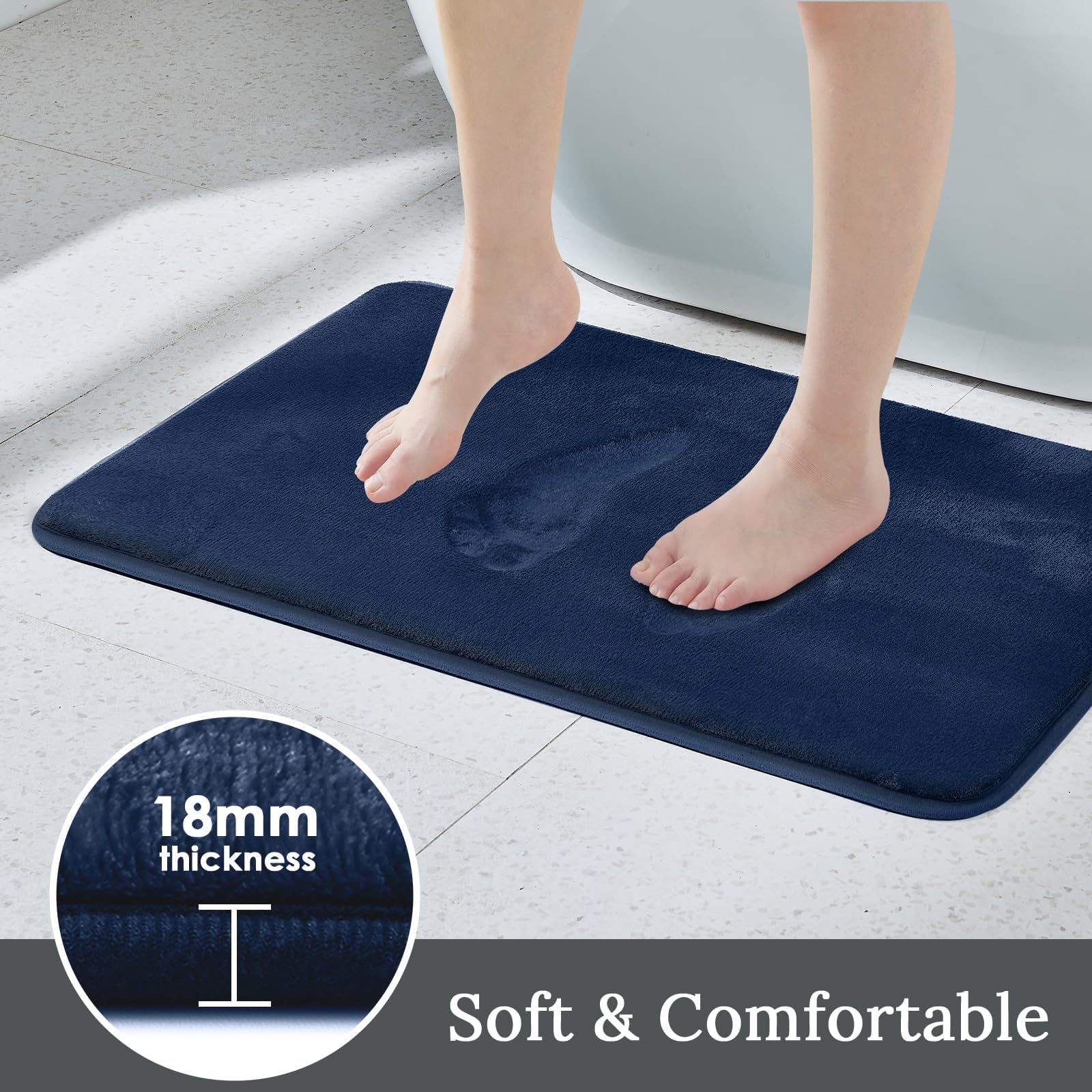 HUXMEYSON U-shape contour rug placed around toilet for added comfort and coverage