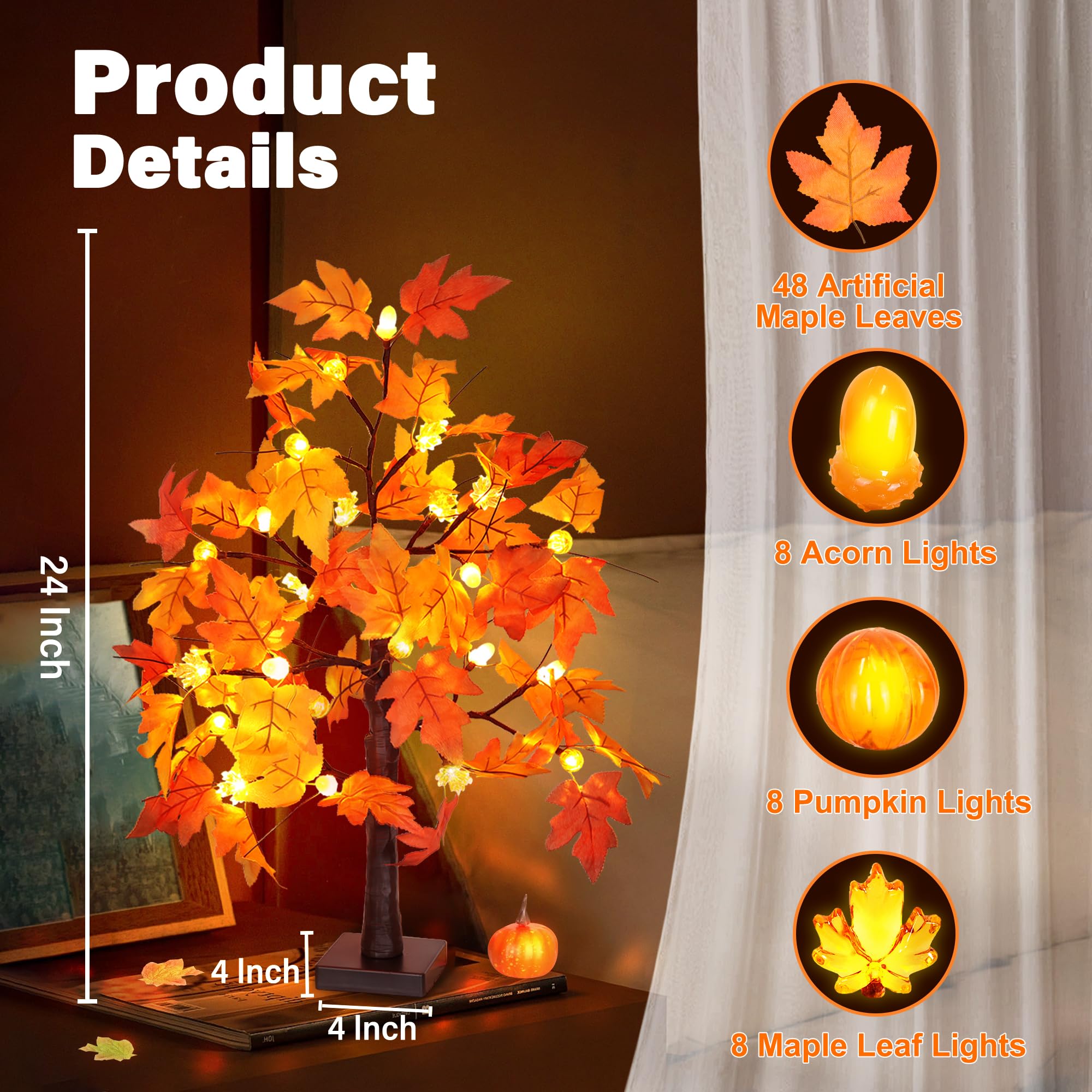 Huyamap lighted tree as a tabletop centerpiece creating cozy autumn ambiance