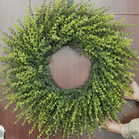HUZIYAHAN wreath on front door adding curb appeal and charm