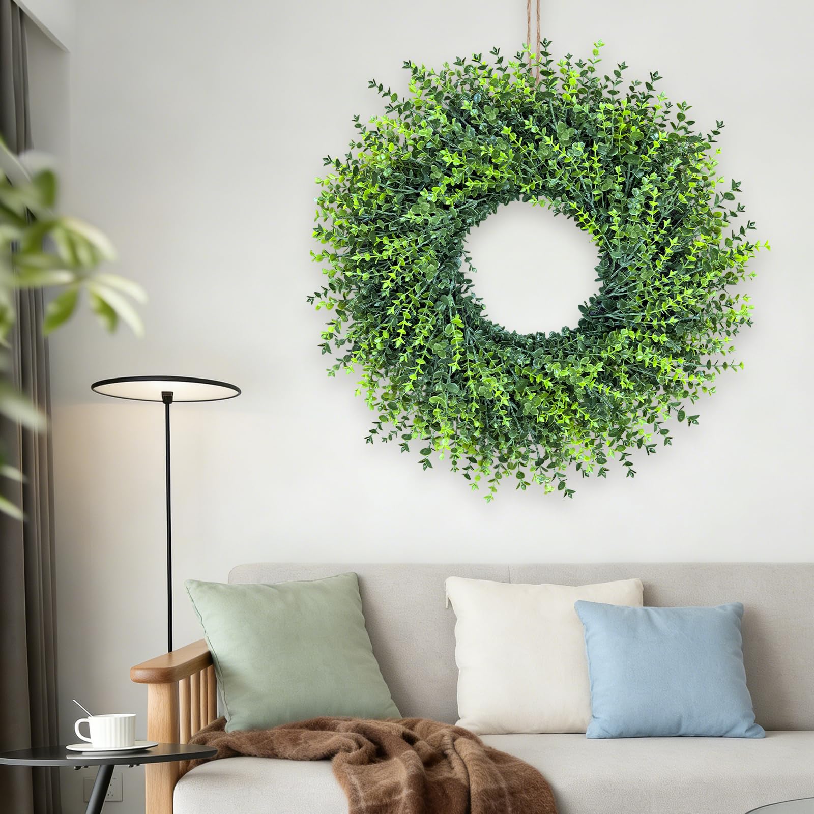 HUZIYAHAN wreath mounted indoors enhancing living room ambiance