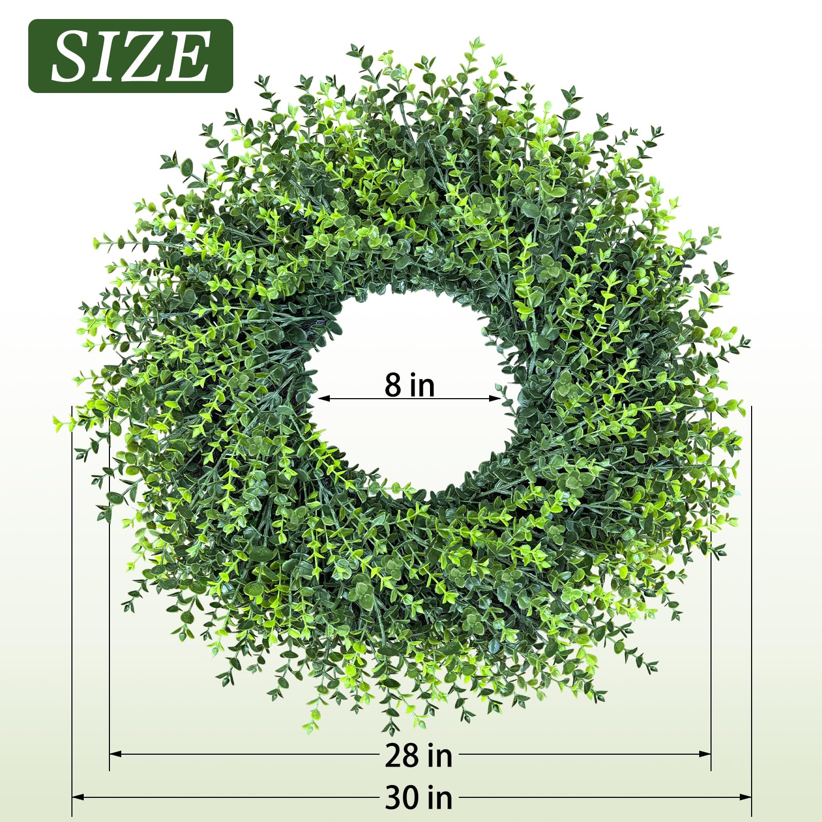 HUZIYAHAN wreath hung on porch providing year-round green decor